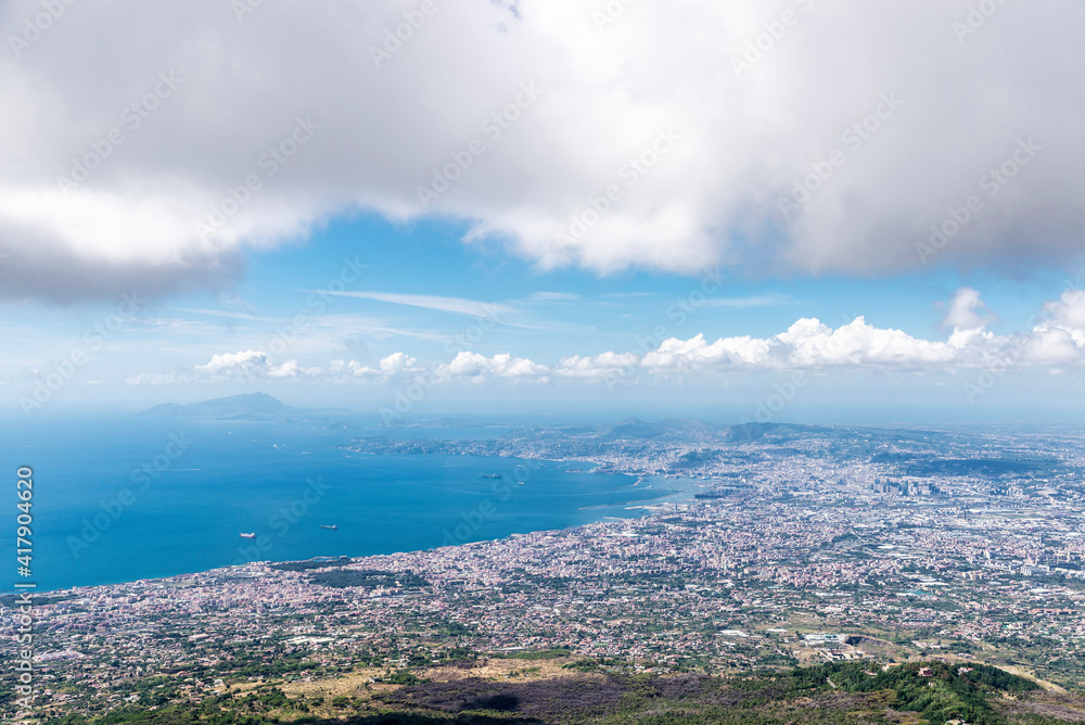 Overview of the coast and the city of Naples, Italy