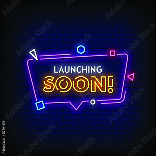 Launching Soon Neon Signs Style Text Vector