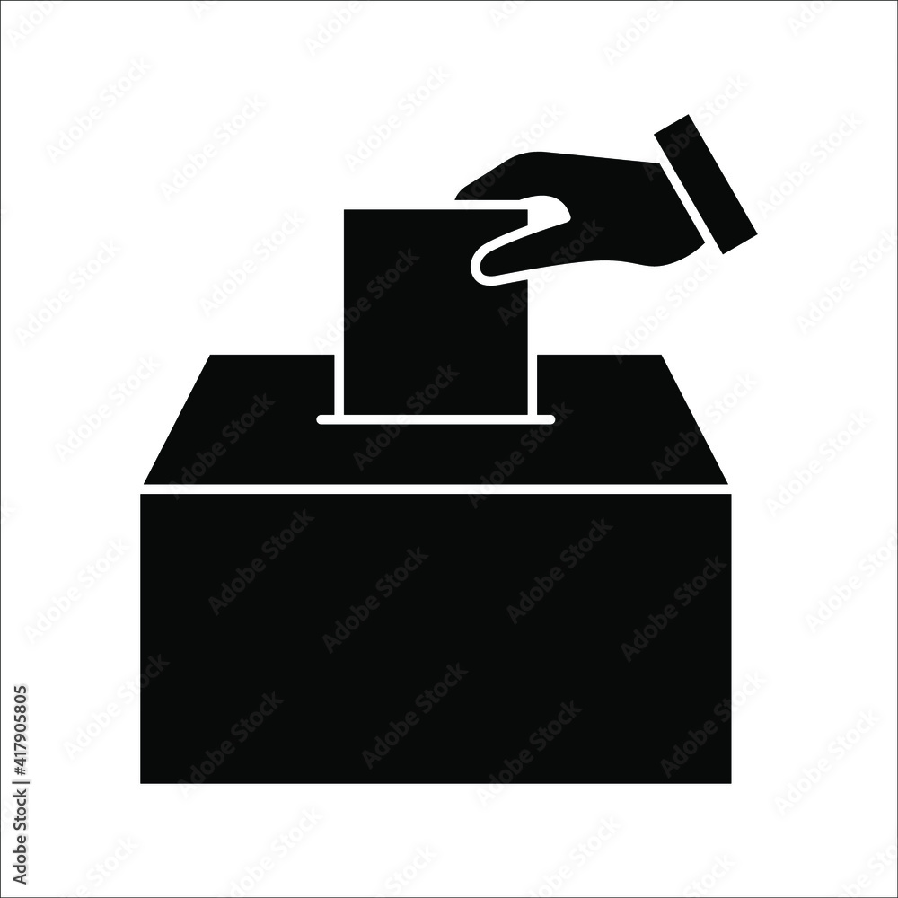Hand voting ballot box icon, Election Vote concept, Vector illustration on white background. color editable Hand voting ballot box icon, Election Vote concept, Vector illustration on white background. color editable
