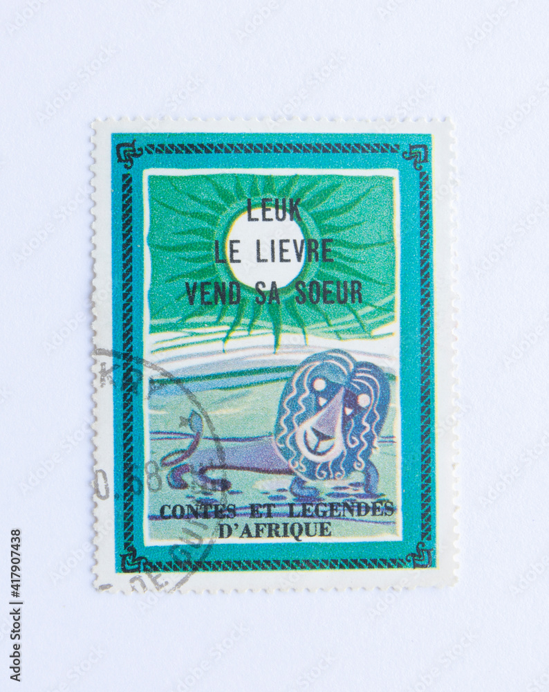 Guinea Republic Postage Stamp. circa 1968. leuk the lievre sells his sister