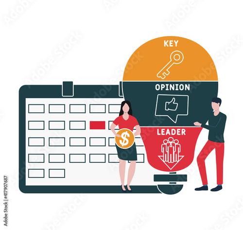 Flat design with people. KOL - Key Opinion Leader. acronym, business concept background.   Vector illustration for website banner, marketing materials, business presentation, online