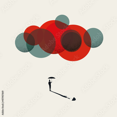 Protection from information overload vector concept. Symbol of stress, under pressure environment.