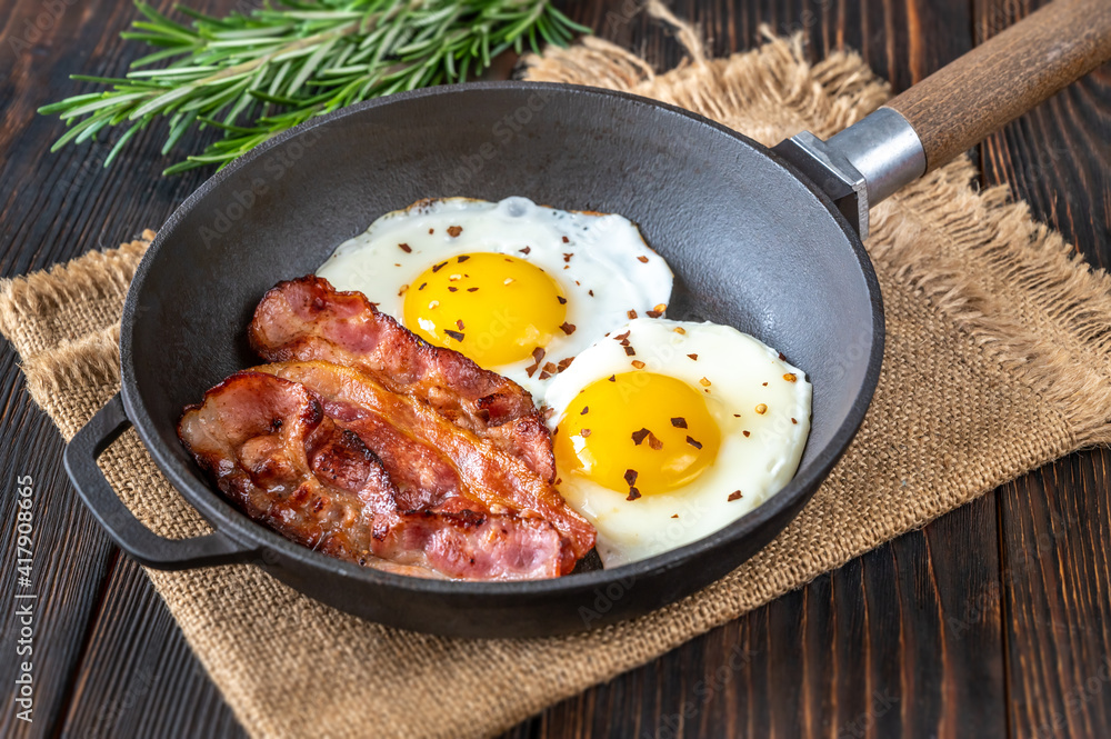 Fried eggs with bacon rashers Fried eggs with bacon rashers