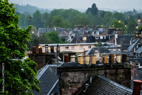 Old English or Scottish chimneys and roofs