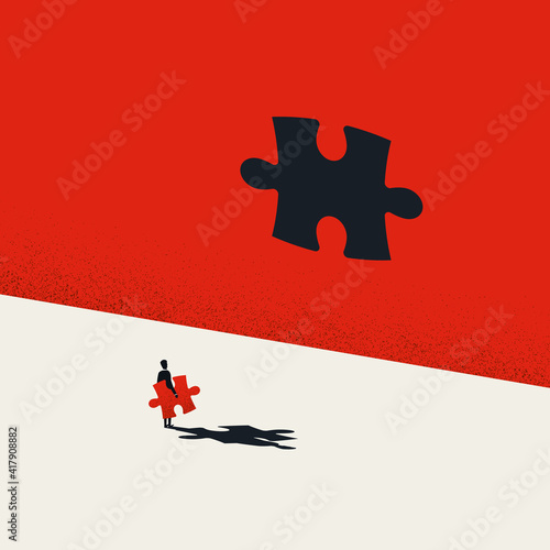 Wrong solution business vector concept. Insufficient size of jigsaw puzzle. photo