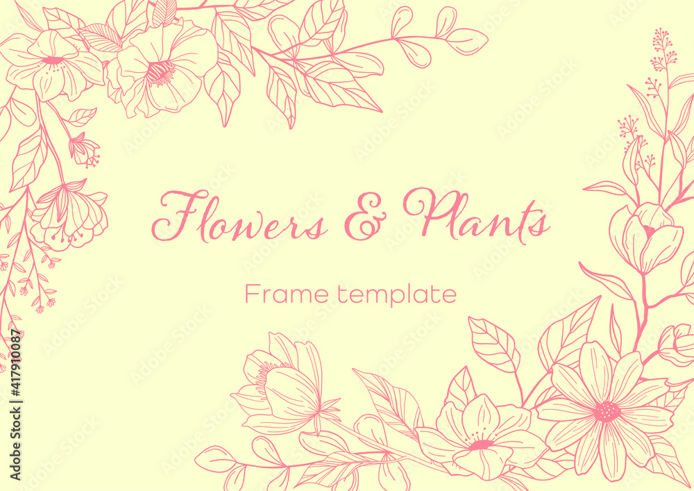 Obraz Flowers & plants Frame template