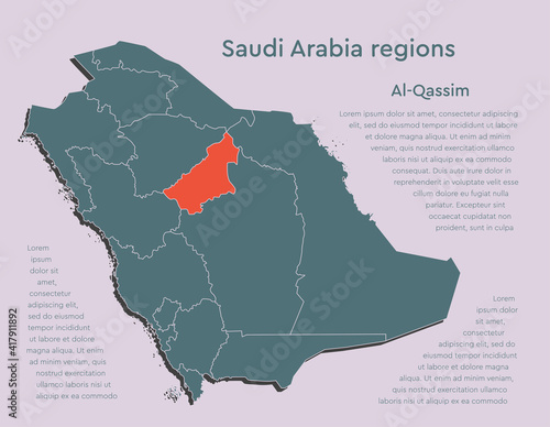 Vector map Saudi Arabia divided regions, Al Qassim