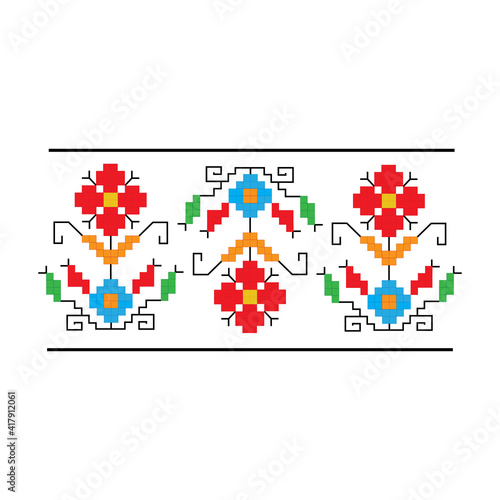 Ethnic bulgarian pattern for embroidery stitch. Pattern template.
