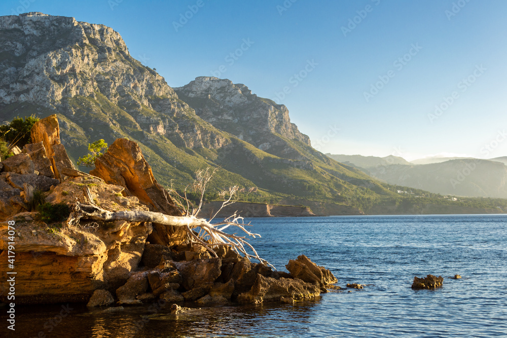 Landscape of the coast at small mediterranean town of Betlem in Mallorca Spain during a clear beautiful day