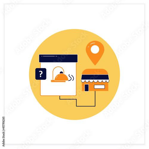Ghost kitchen flat icon. Preparation and cooking delivery-only meals. Online delivery concept. Contain kitchen more than one restaurant brand. 3d vector illustration
