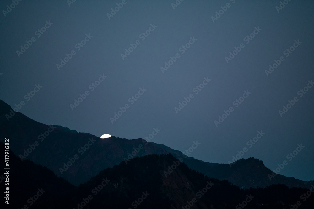 Moonrise in Himalayas, shot from Munsyari Uttarakhand Moonrise in Himalayas, shot from Munsyari Uttarakhand
