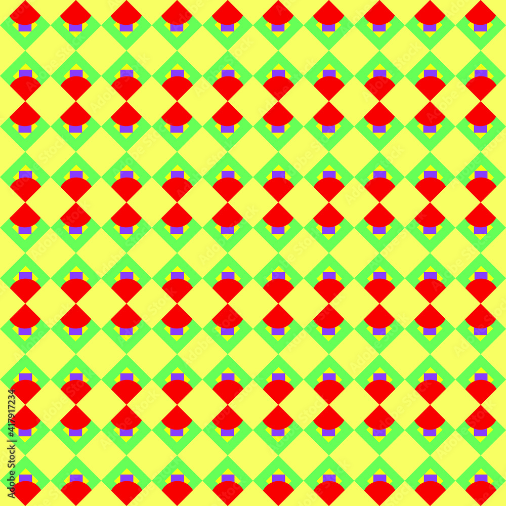 Seamless pattern with squares,
semicircles, rhombus. Vector illustration. Seamless pattern with squares,
semicircles, rhombus. Vector illustration.