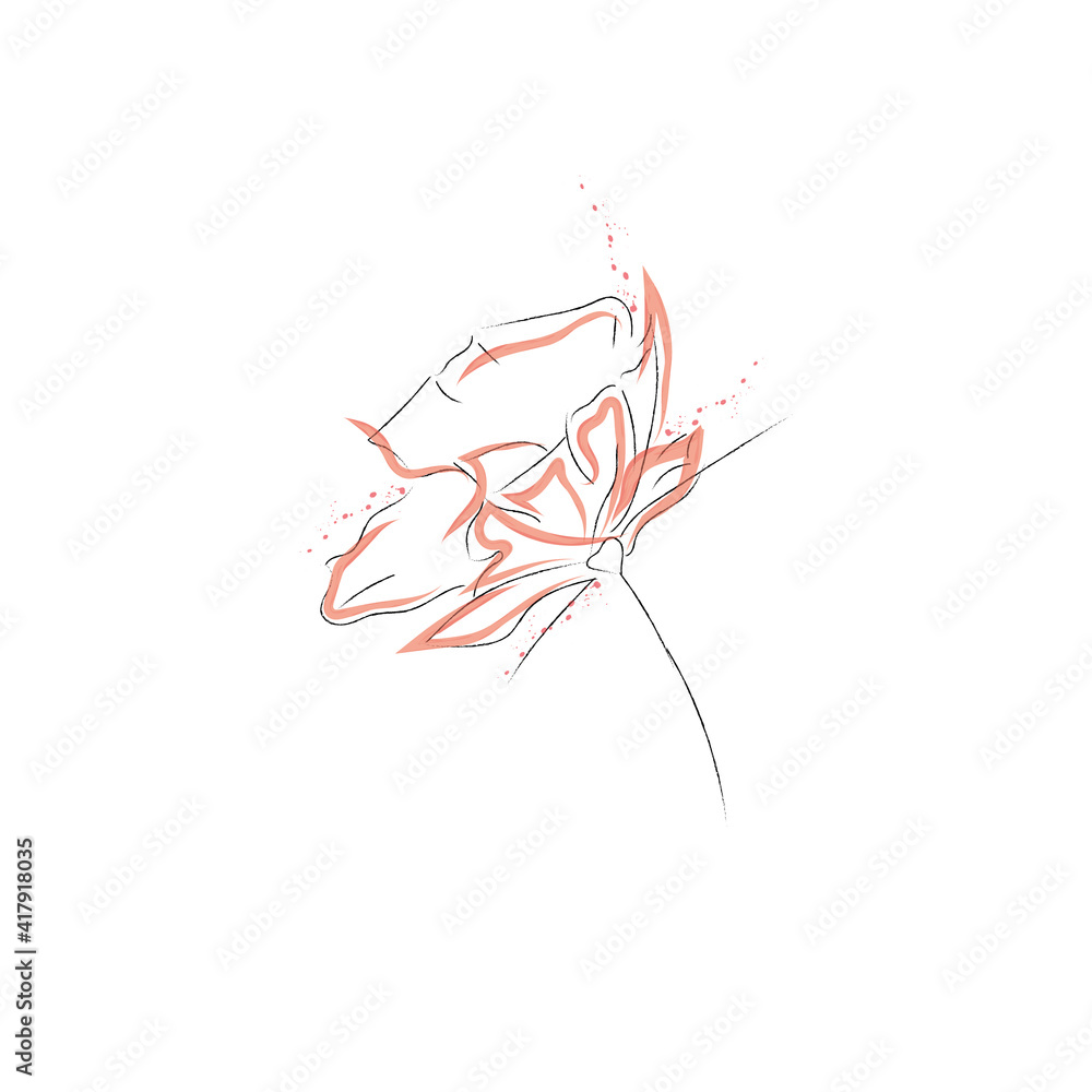 Vector Watercolor Flower. Spring or summer design for invitation, wedding or greeting cards. Flower logo. Vector illustration.