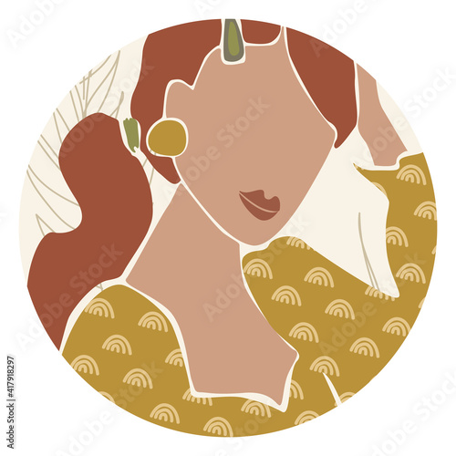 abstract portrait of a woman, beautiful fashionable minimalism in nude shades...