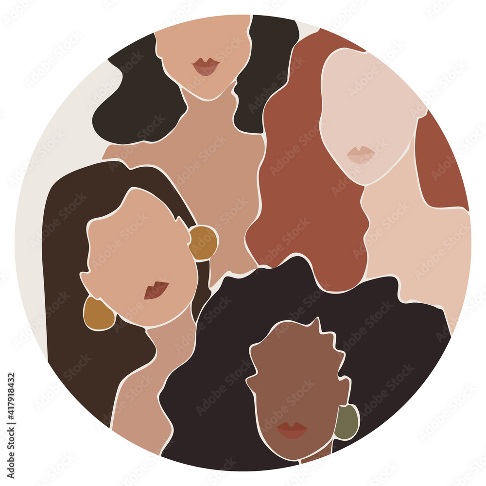 abstract portrait of a woman, beautiful fashionable minimalism in nude shades. logo for social media stories. blogger badges