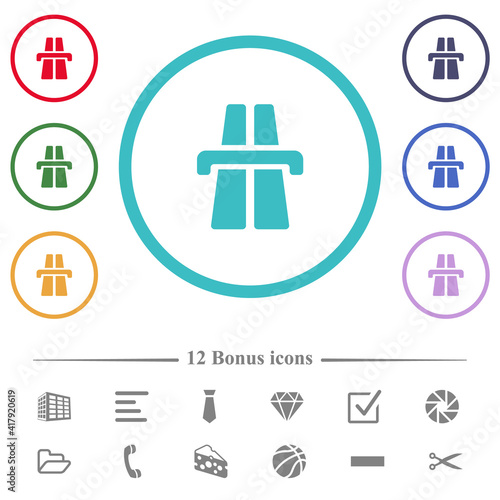 Highway flat color icons in circle shape outlines