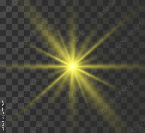  Bright flash of light, new star, bright sun for vector illustrations.