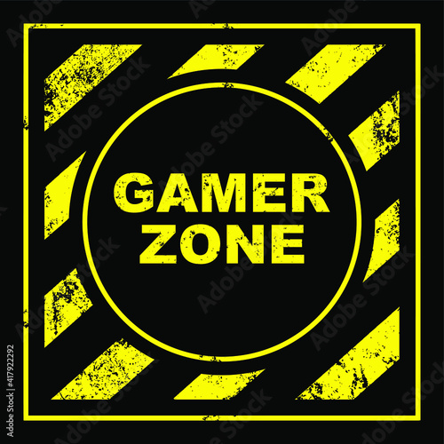 gamer zone sign on white background	