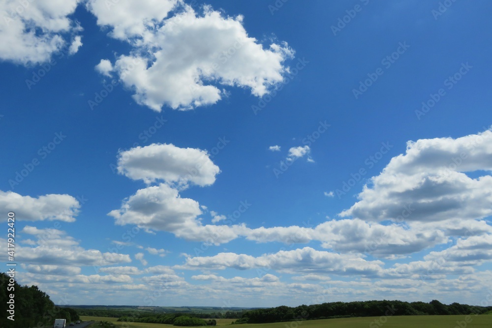 Landscape with clouds and field