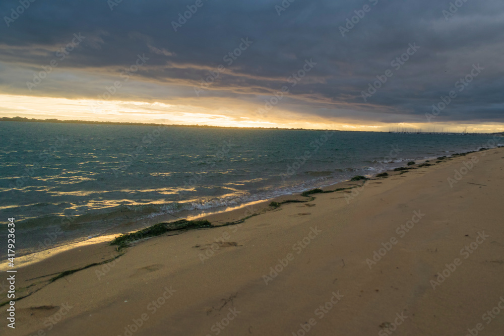 Gloomy clouds, sunset over the sea, storm, Huelva Gloomy clouds, sunset over the sea, storm, Huelva