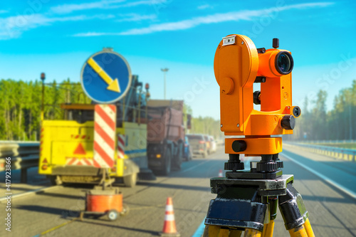 The surveyor working on the...