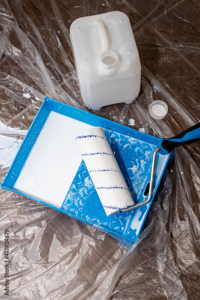 Tools for priming plastered surfaces for further painting.Paint roller