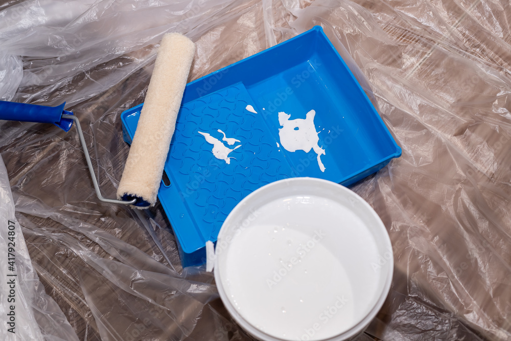 Tools for priming plastered surfaces for further painting.Paint roller