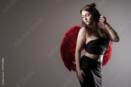 A girl in black clothes wit...