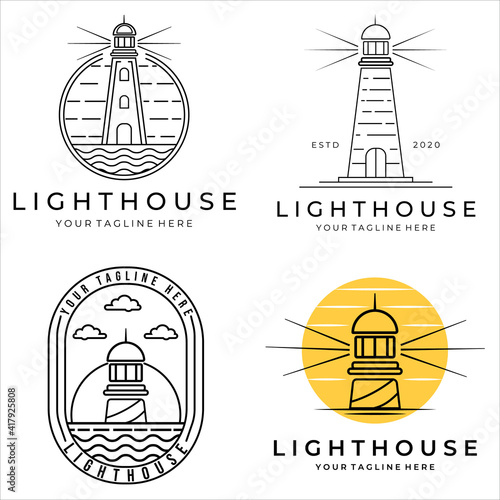 set lighthouse vector logo illustration design