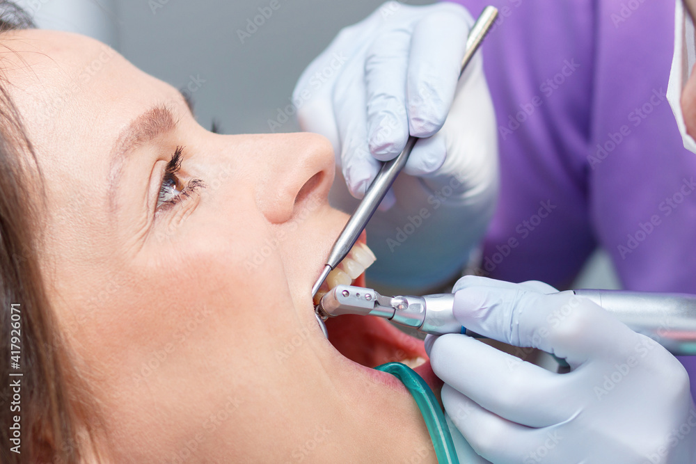 Examination oral cavity or treatment teeth, visiting dental office Examination oral cavity or treatment teeth, visiting dental office