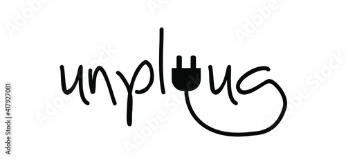Page not found, 404 error. Off line unplug. Funny vector electric quotes for motivation, networking internet concept. Offline or online and unplugged sign. Under construction, broken cable.