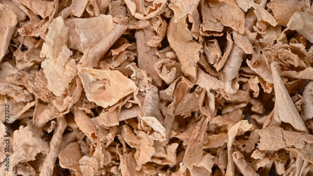 top view herb JiangPi or Zingiber officinale Rosc or Ginger peel rotating top view herb JiangPi or Zingiber officinale Rosc or Ginger peel rotating