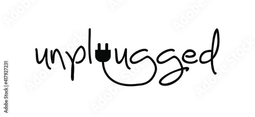 Page not found, 404 error. Off line unplug. Funny vector electric quotes for motivation, networking internet concept. Offline or online and unplugged sign. Under construction, broken cable.