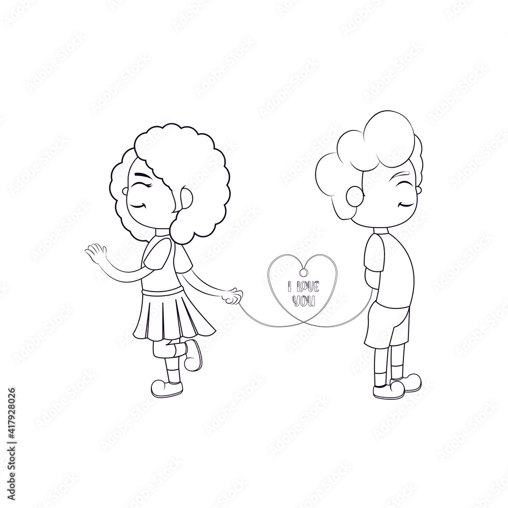 Isolated couple in love. Valentines day - Vector Isolated couple in love. Valentines day - Vector