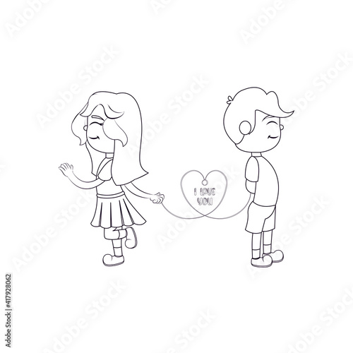 Isolated couple in love. Valentines day - Vector
