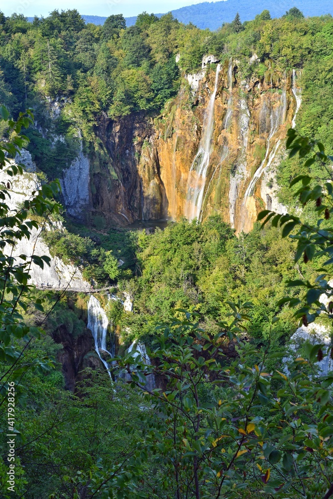 Amazing waterfalls of Plitvice National Park. famous travel destination in central Croatia. 