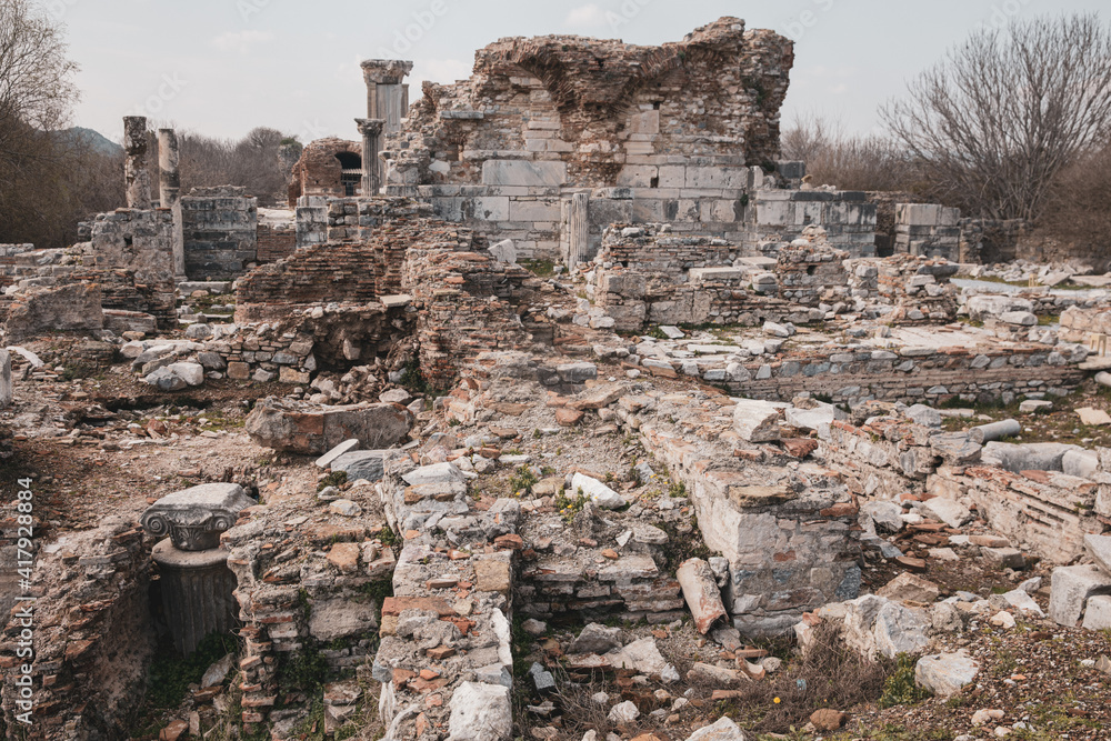 Ancient Ruins excavation site in the Mediterranean in Turkey
