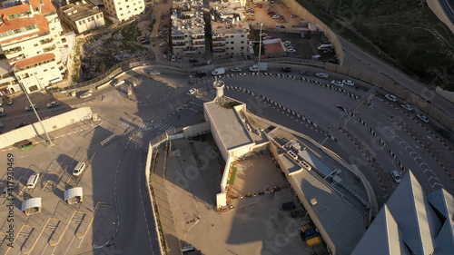 Anata Refugees Camp with security wall and idf watch tower- aerial view
Drone view from east Jerusalem, close to pisgat zeev neighbourhood, jerusalem 
