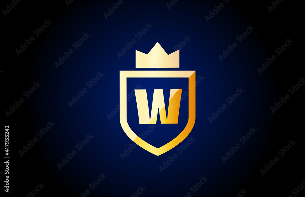 gold W alphabet letter logo icon. Design for business and company ...