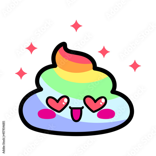 Kawaii foam or whipped cream icon in rainbow colors – isolated vector illustration on a white background