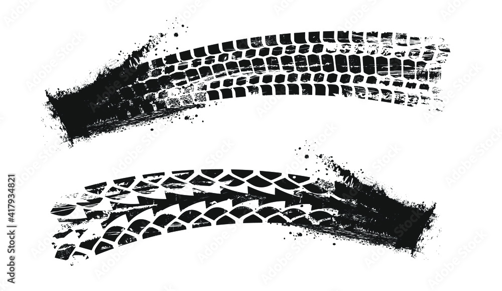 Tyre prints with grunge effect. Vector illustration.