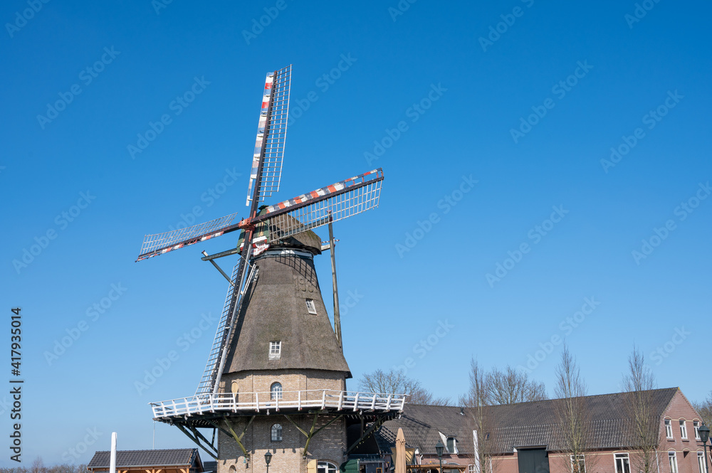 Old Dutch grain wind mill in Veldhoven, North Brabant, Netherlands