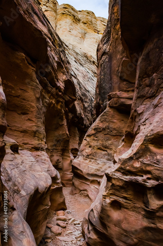 Eroded by water and wind cliffs in the canyon. Little Wild Horse Canyon. San Rafael Swell  Utah