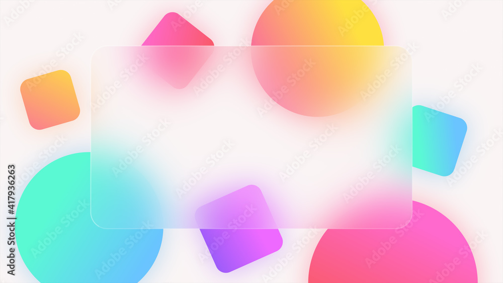 Abstract trendy background with colorful geometric shapes, glass morphism effect and copy space Abstract trendy background with colorful geometric shapes, glass morphism effect and copy space