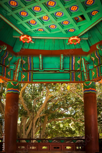 Chinese Pavilion at the  Kepaniwai Heritage Gardens Park, Wailuku, Ioa Valley, Maui, Hawaii photo