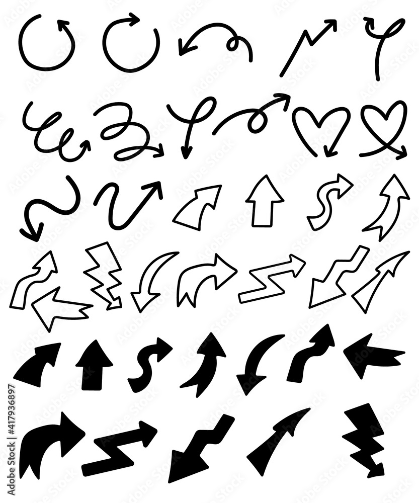Arrows hand-drawn set icons Arrow icon Arrow vector collection Arrow Cursor Modern simple arrows Vector illustration Arrows hand-drawn set icons Arrow icon Arrow vector collection Arrow Cursor Modern simple arrows Vector illustration