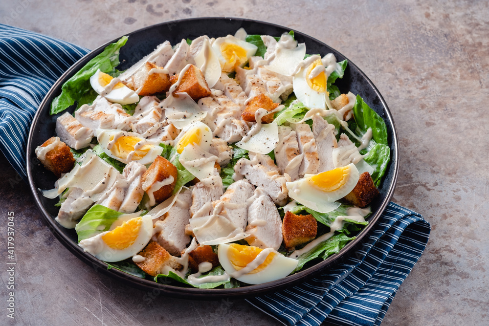 Grilled chicken caesar salad with crunchy croutons Grilled chicken caesar salad with crunchy croutons