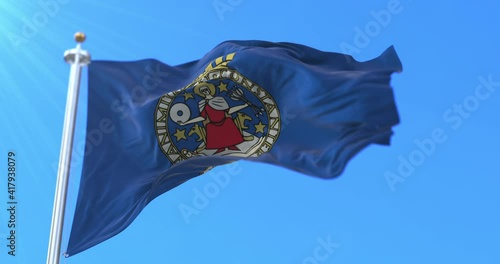 Flag of Oslo, capital city of Norway. Loop photo