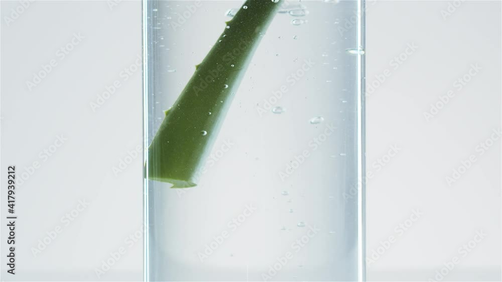 custom made wallpaper toronto digitalAloe vera leaf falls into glass flask with water. Aloe Vera in the Water. Air bubbles. Advertising concept. Minimalism. Aloe vera gel. White background. Slow motion.