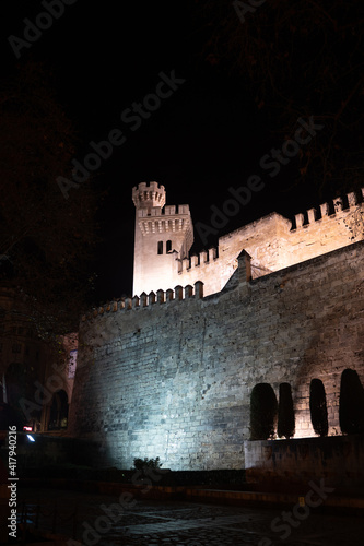 Gardens of S'Hort del Rei at night in the city of Palma de Mallorca, Spain